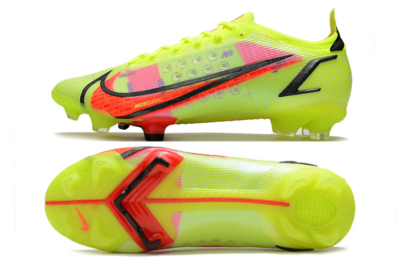 Chuteira Nike Mercurial Vapor 14 Elite Campo - Verde e Vermelho