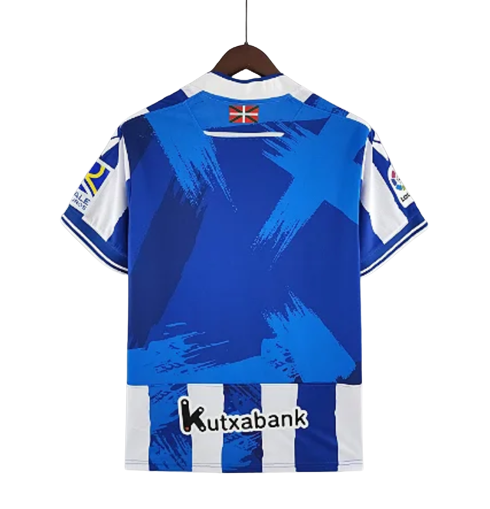 Camisa Real Sociedad I 22/23 Macron - Branco e Azul